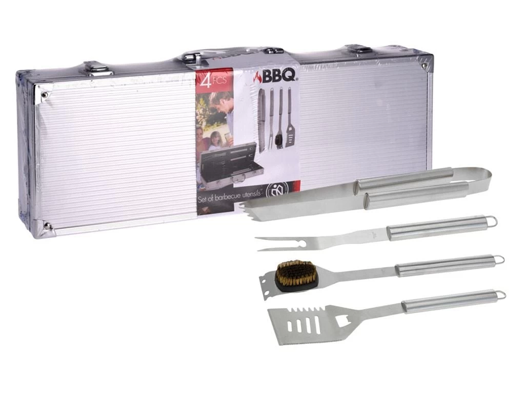 Merkloos BBQ 4-delige Gereedschapset In Koffer 3 Merkloos BBQ 4-delige Gereedschapset In Koffer
